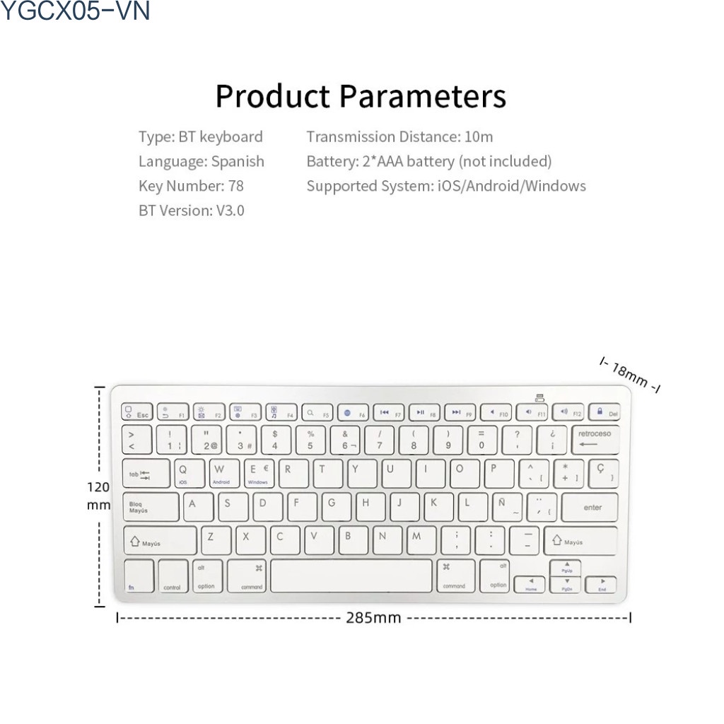 Bàn Phím Không Dây 78 Phím Bt 3.0 Siêu Mỏng Hỗ Trợ Windows / Ios / Android Điện Thoại | BigBuy360 - bigbuy360.vn