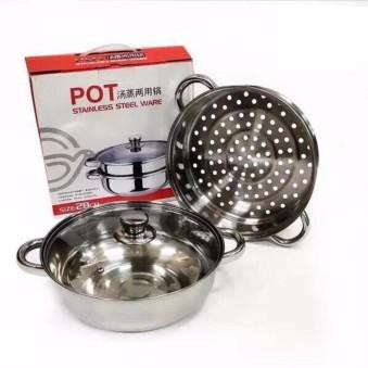 NỒI HẤP INOX ĐA NĂNG 2 TẦNG NẮP KÍNH 28 CM