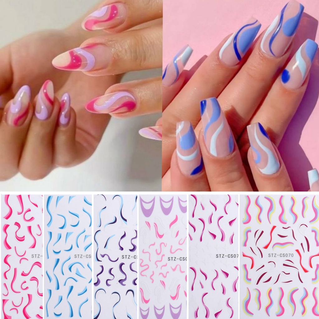 Sticker Nails 3D Swirls Xoáy Màu | Hình Dán Móng