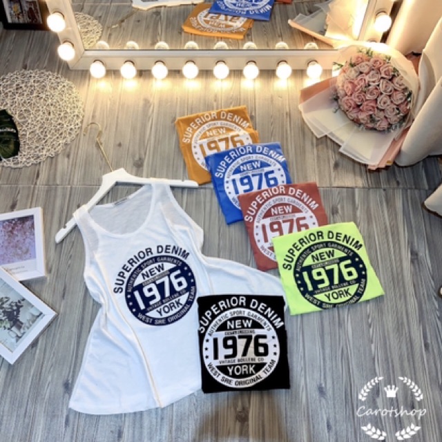 Áo 3 lỗ Hè ‘1976’ thun giấy 5 màu đang HOT- Carotshop trùng