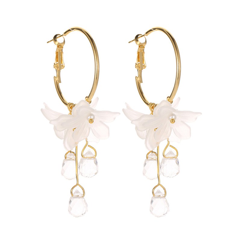 Hoa Tai Dáng Dài Hình Hoa Đính Pha Lê Thời Trang