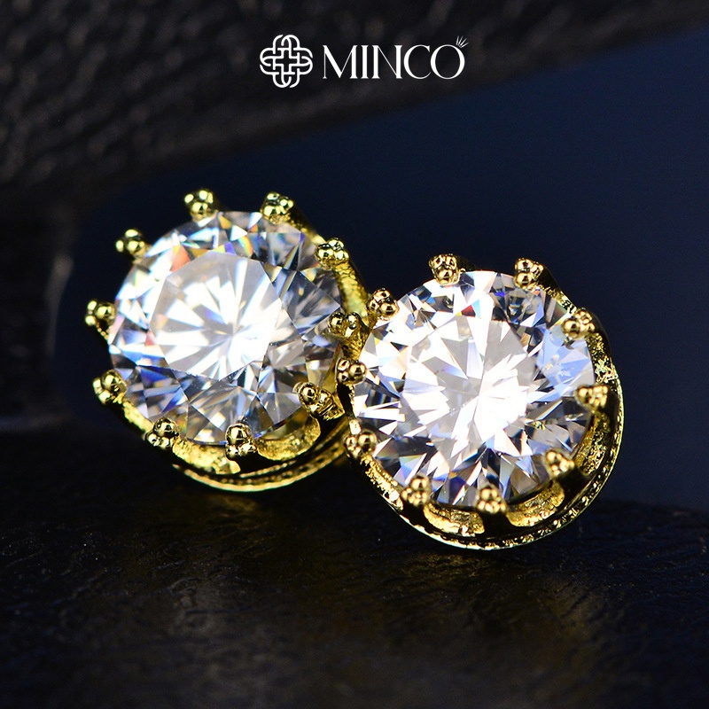 Khuyên tai Nam Crown Minco Accessories bông tai cho Nam nữ Vương Miện Màu Vàng Bạc Phong Cách Cá Tính BT236 (1 Chiếc)