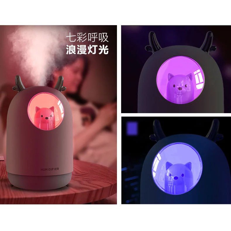 Máy xông tinh dầu Mini - hình gấu HUMIDIFIER dễ thương, tự động ngắt Dùng cho không gian làm việc và phòng ngủ nhỏ