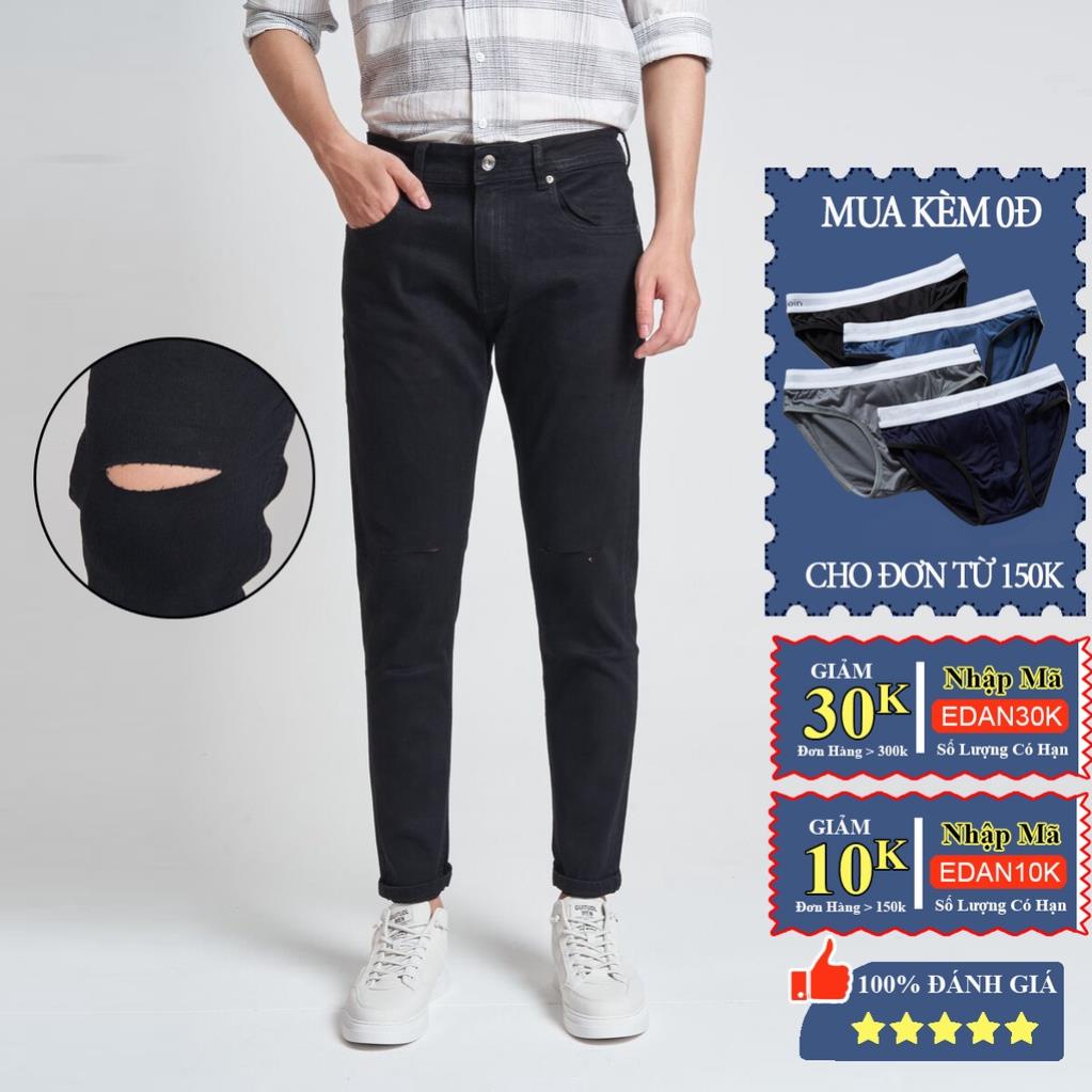 Quần jeans nam rách gối dáng ôm skinny ống đứng cao cấp co dãn 4 chiều, không nhăn, không xù dành cân nặng 45 - 82kg ♻️