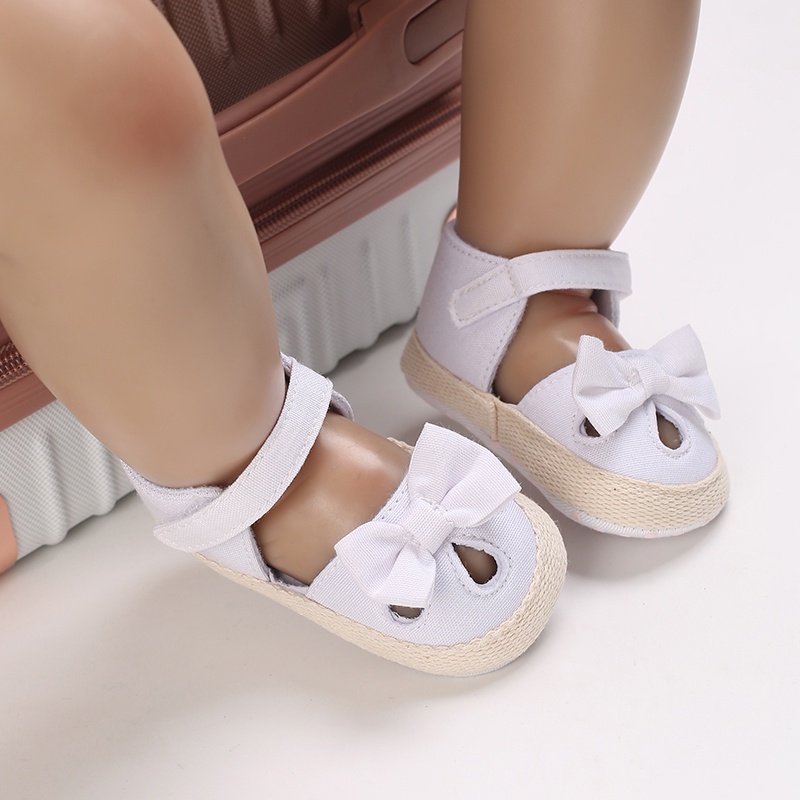 Giày Công Chúa Đế Cotton Đính Nơ Cho Bé Gái Sơ Sinh 0-18 Tháng Tuổi