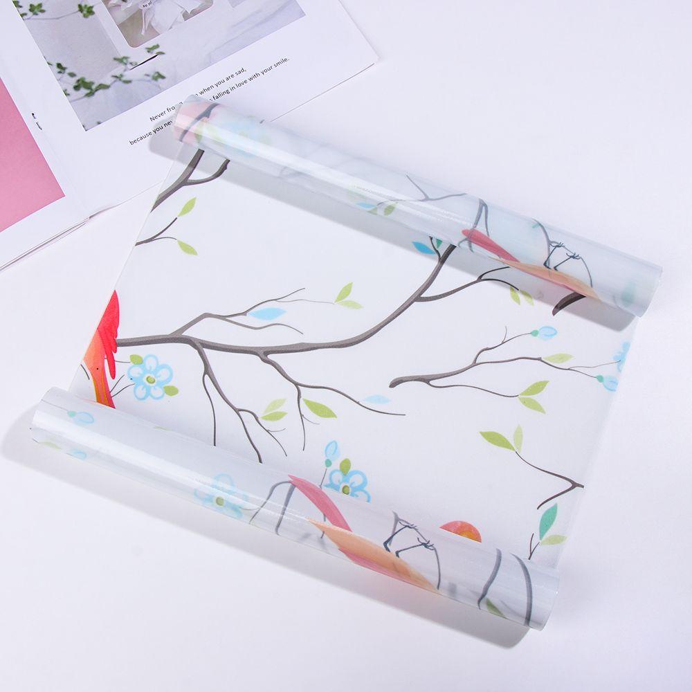 Đề Can Dán Cửa Sổ Tĩnh Điện Không Dính Họa Tiết Nhánh Cây Và Chim 3D
