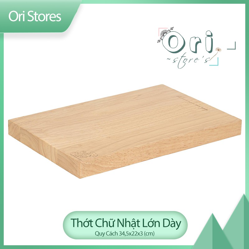 Thớt Gỗ Cao Su Tự Nhiên Cao Cấp Chữ Nhật Có Lỗ Treo - Dày 3cm