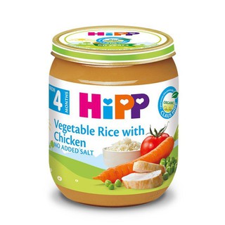 Dinh dưỡng đóng lọ HiPP thịt gà, cơm nhuyễn, rau tổng hợp 125g 4m+