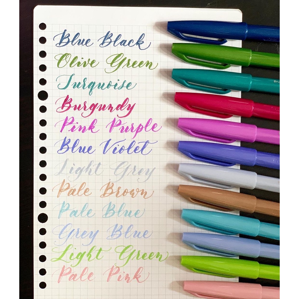 Bút Brush Pentel Fude Touch Sign 12 Màu Mới