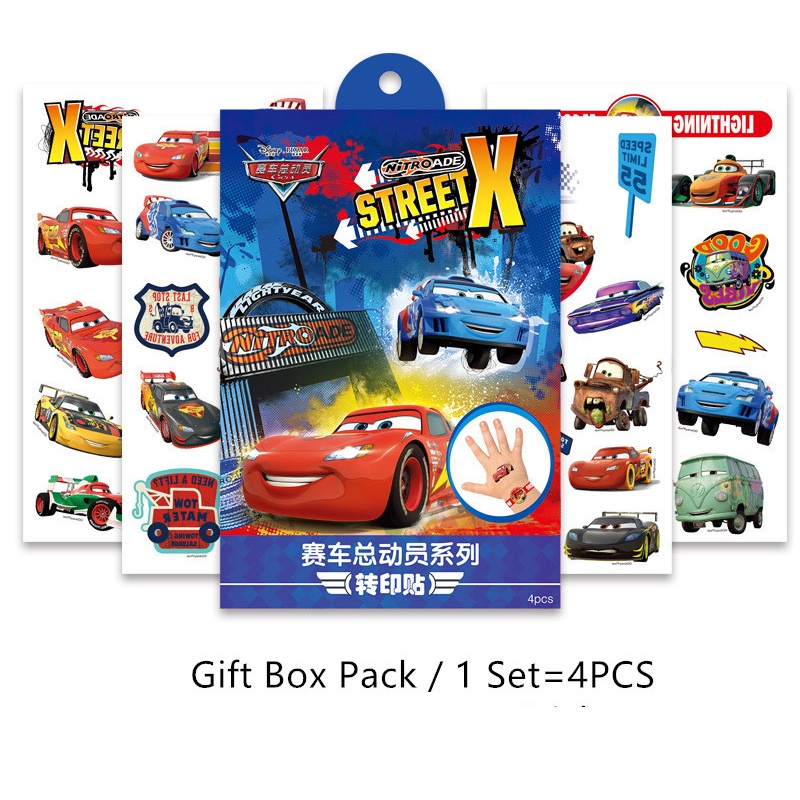 Set 4 Tấm Hình Xăm Dán Chống Thấm Nước Hình Sấm Sét Mcqueen Dễ Thương