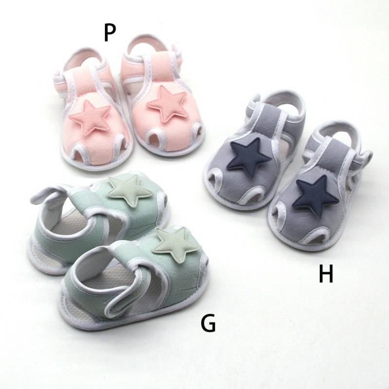 Giày cotton đế mềm thoáng mát chống trơn họa tiết hình ngôi sao dành cho bé