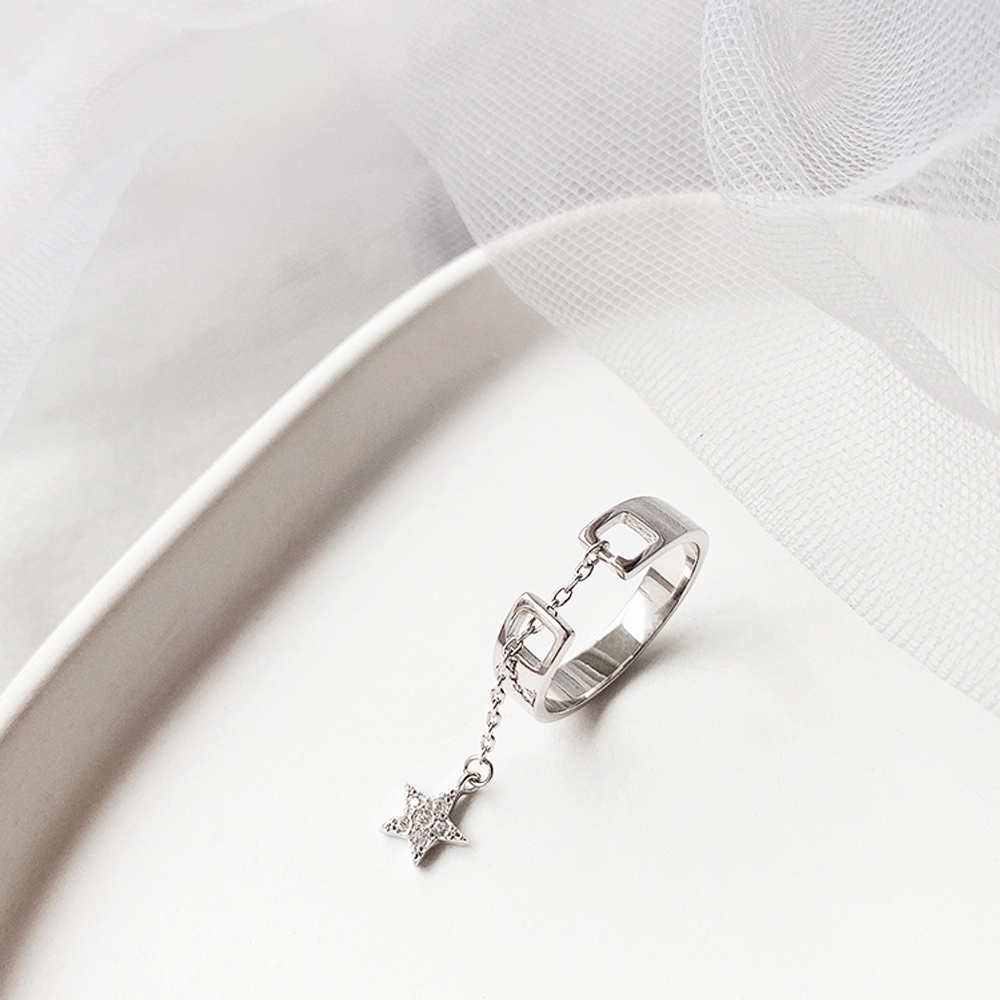 Nhẫn Dạng Hở Hình Ngôi Sao / Mặt Trăng Xinh Xắn Cho Nữ