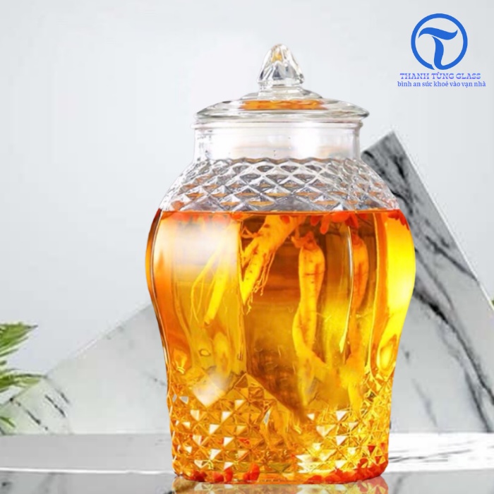 BÌNH NGÂM RƯỢU THỦY TINH KIM CƯƠNG (3 LÍT ) CÓ VÒI &amp; KHÔNG VÒI