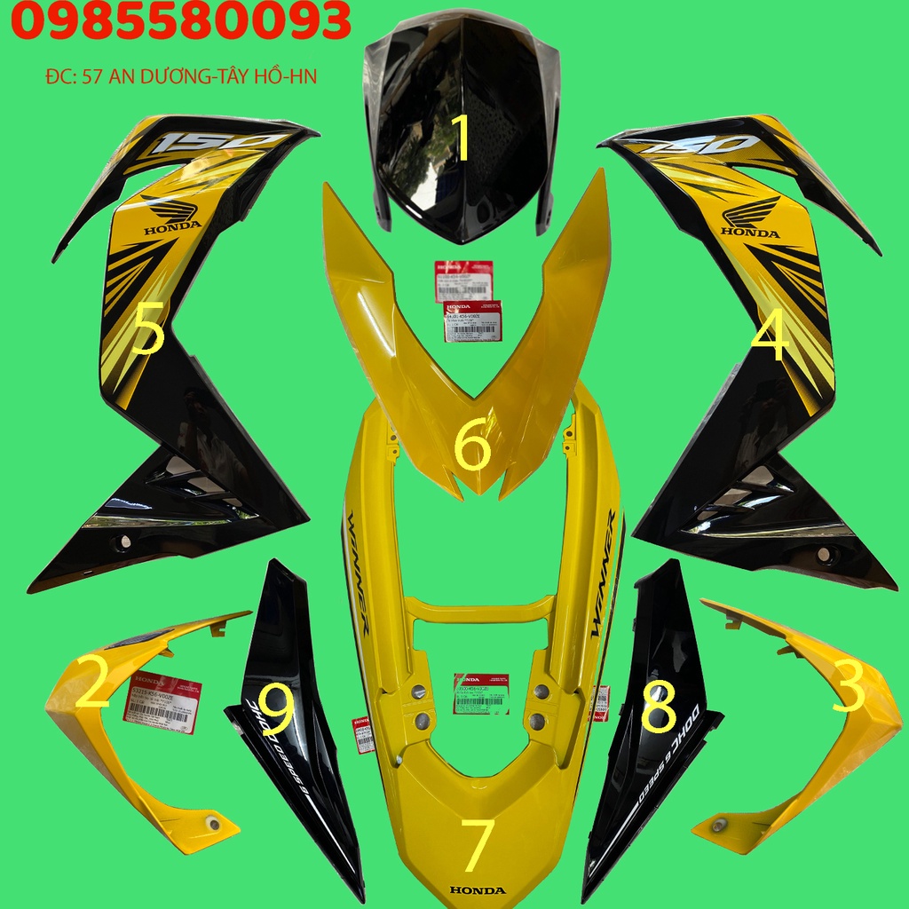 Dàn áo Winner V1 Vàng đời 2016 Zin chính hãng Honda