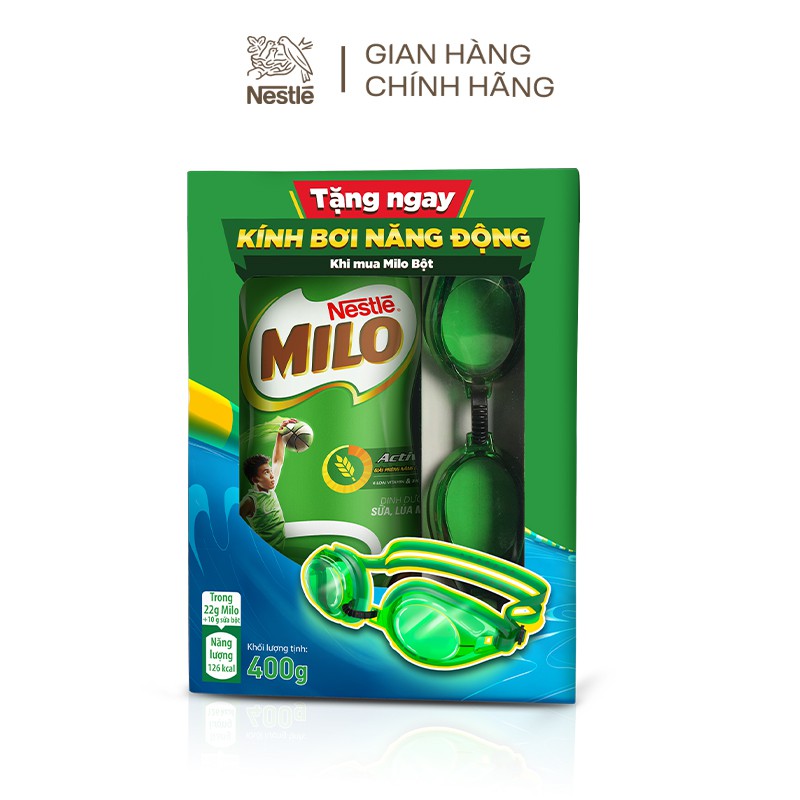 [Tặng kính bơi] Thức uống lúa mạch Nestlé Milo nguyên chất hũ nhựa 400g
