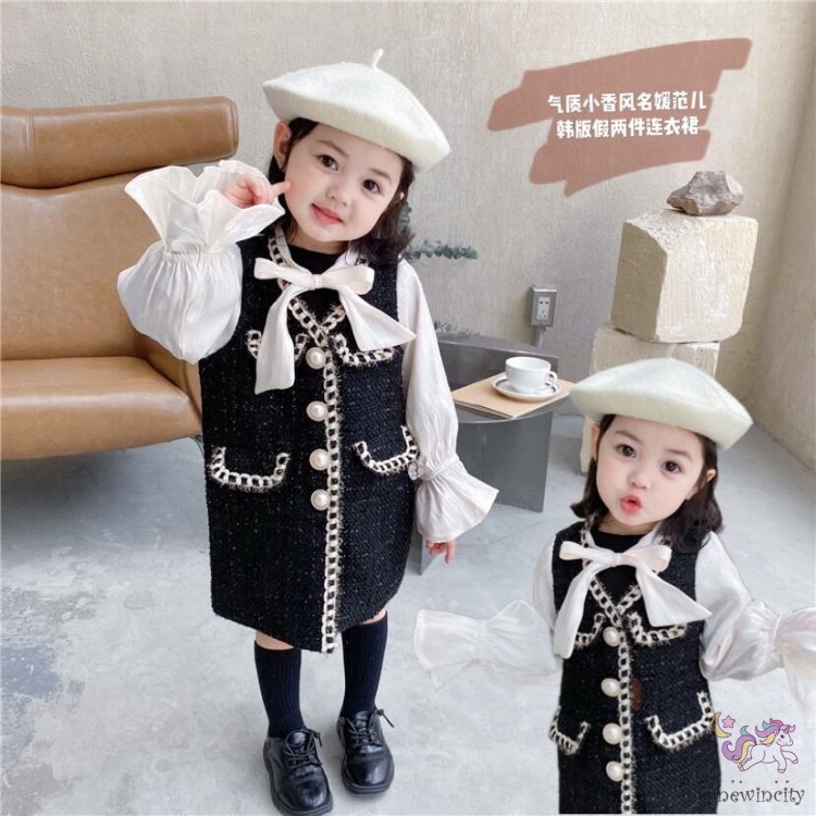 Đầm Công Chúa Thắt Nơ Đáng Yêu Cho Bé Gái Kiểu Hàn Quốc