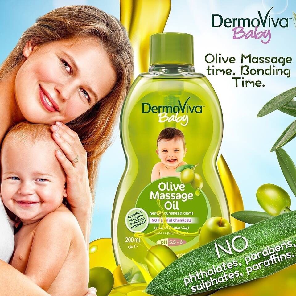 Date 8/2024 - Dầu matxa Dermoviva chiết xuất Olive cho bé 200ml