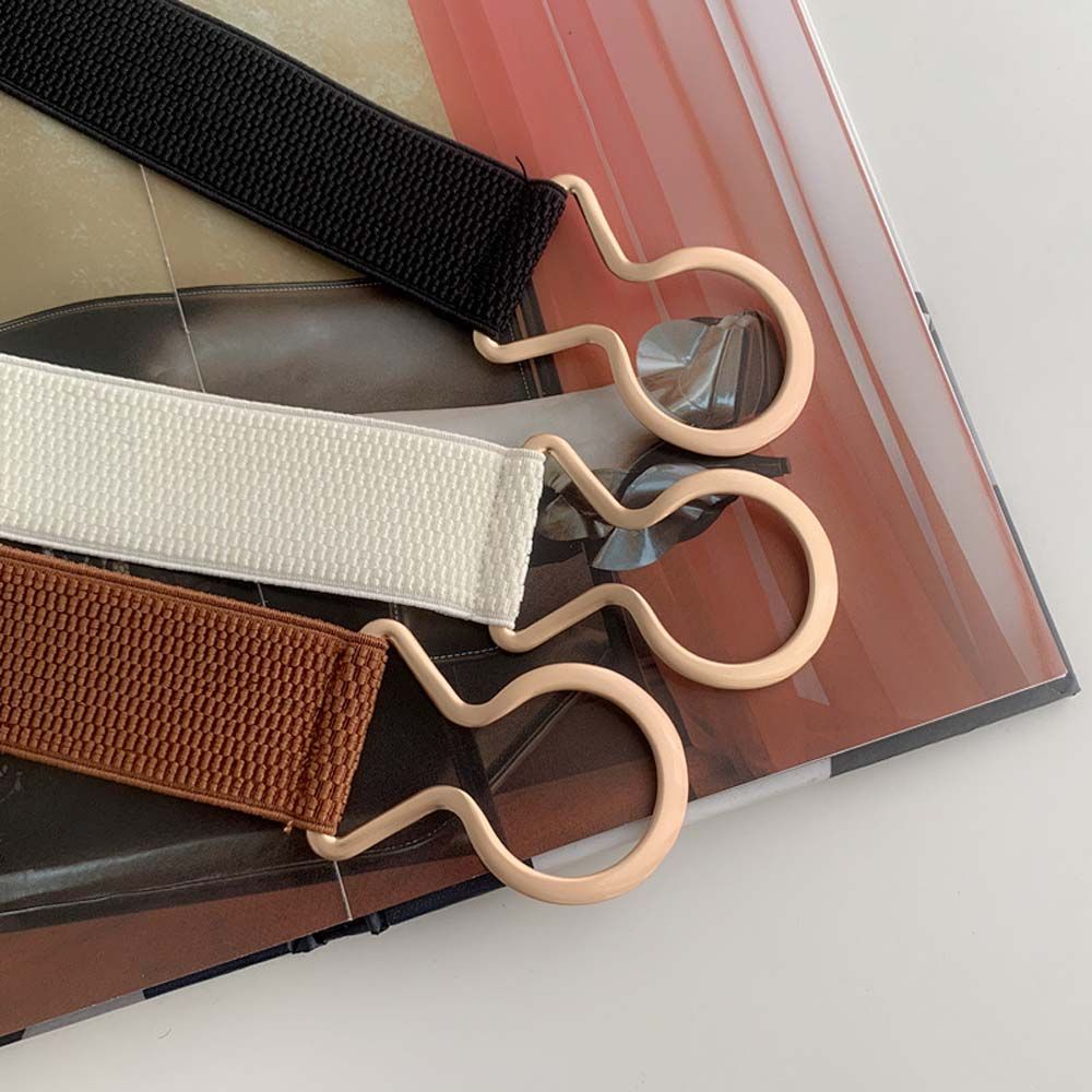 Thắt lưng co giãn khóa hợp kim họa tiết hình học phong cách cổ điển cho nữ