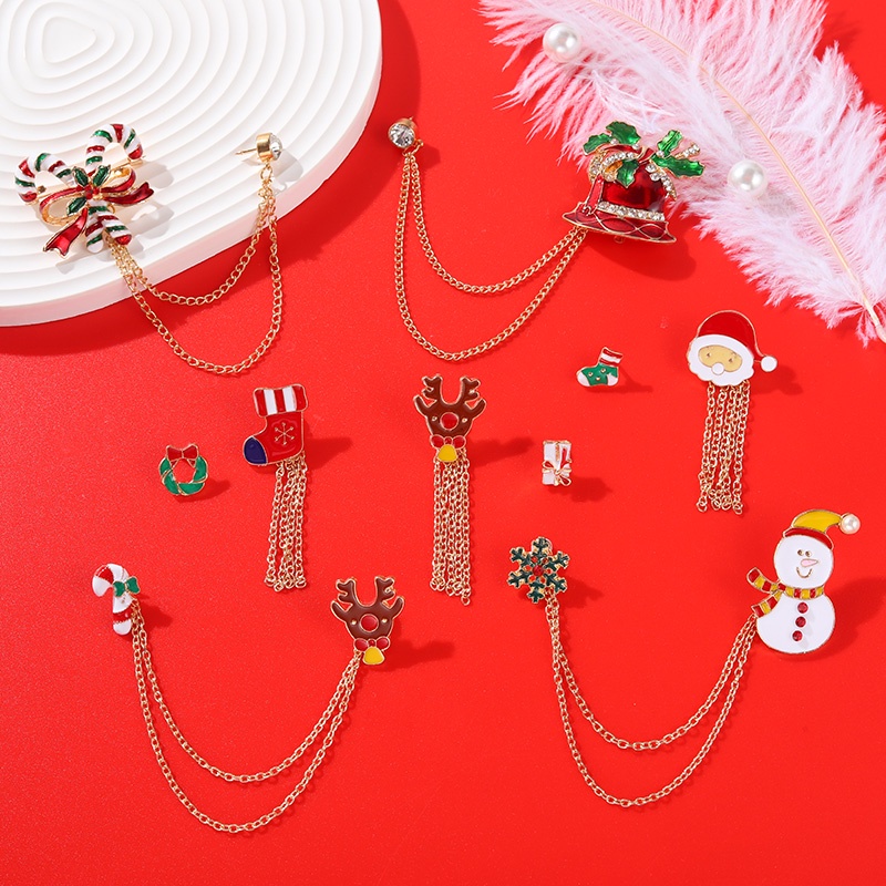 Ghim cài áo trang trí hình Santa Claus phối tua rua cá tính cho nữ