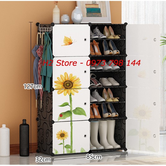 [SIÊU RẺ] TỦ NHỰA ĐỂ BOOT GIÀY ĐA NĂNG THÔNG MINH 14 Ô (chia ô) CỬA HƯỚNG DƯƠNG