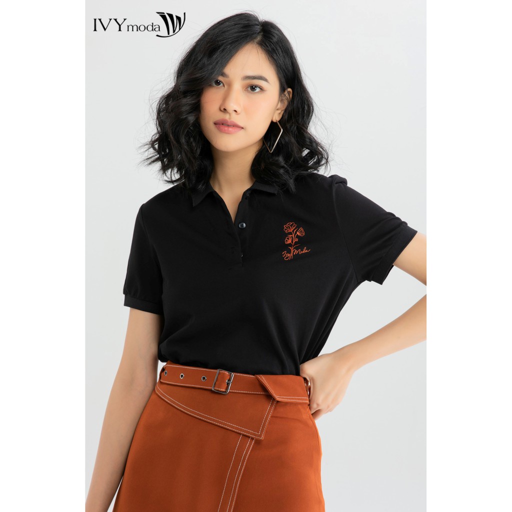 Áo polo nữ thêu hình IVY moda MS 57T0032