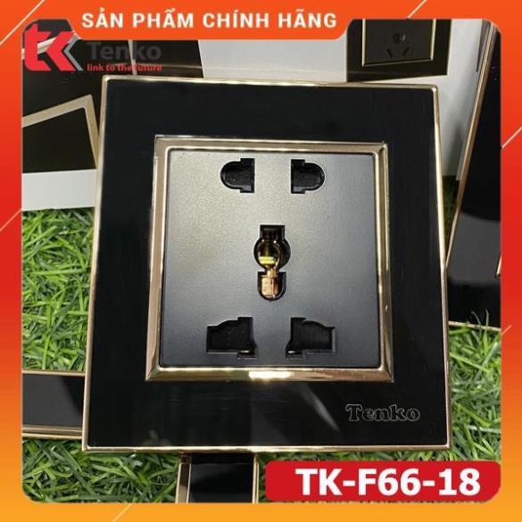 [ Chính Hãng ] Ổ cắm USB Âm Tường Đen Viền Vàng Nhựa Acrylic có lớp chắn Chống Giật - Chính Hãng Tenko TK-F66-18