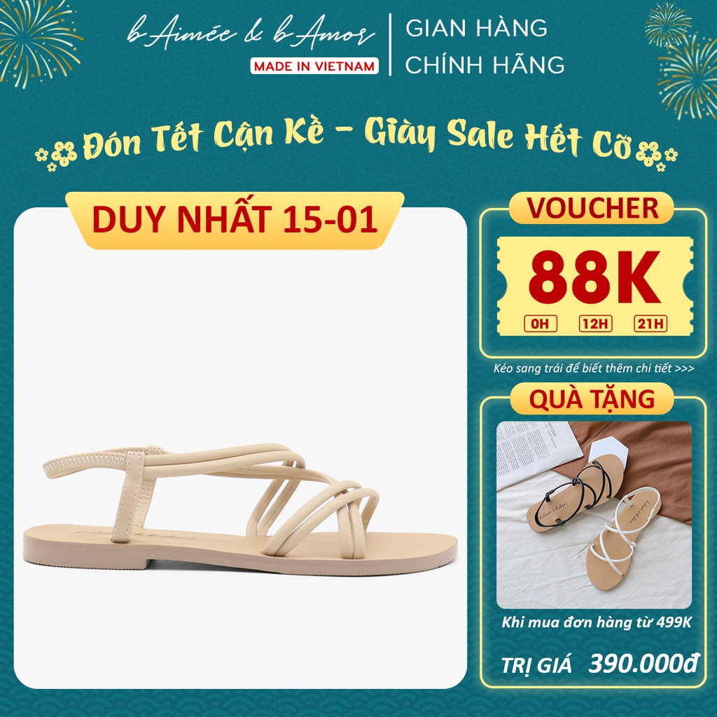 Sandal nữ dây mảnh chiến binh đế bệt quai chéo đi học đi biển bAimée &amp; bAmor - MS1654 02