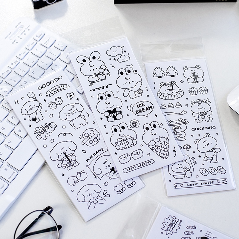 Bộ 2 Tấm Sticker Dán Trang Trí Hình Động Vật Dễ Thương