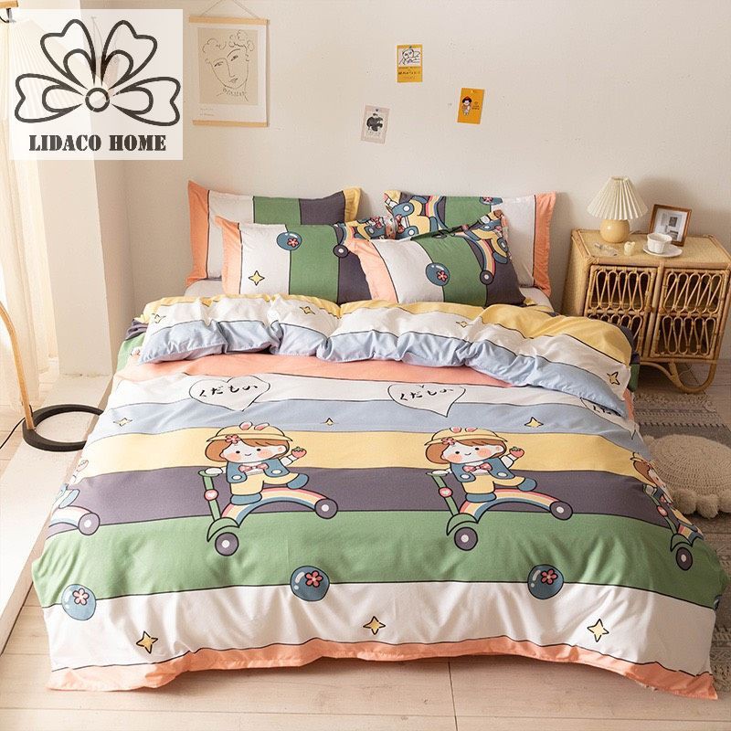 Bộ chăn ga gối cotton Lidaco - Bé Lái Xe (SP001208)