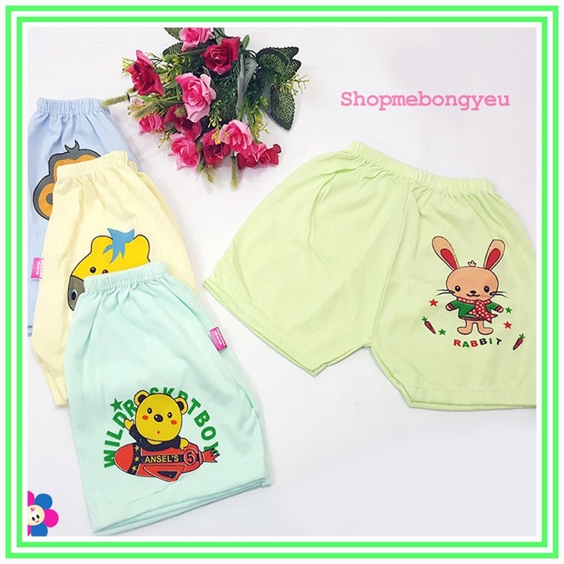 Quần đùi chục cho bé, quần chục đùi in hình thú to cotton mềm mịn từ 5-15kg loại đẹp