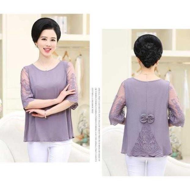 Áo Sơ Mi Chiffon Tay Ngắn Dáng Rộng Thời Trang Mùa Hè Dành Cho Phụ Nữ Trung Niên 40-50 Tuổi ◦ ྇ ་