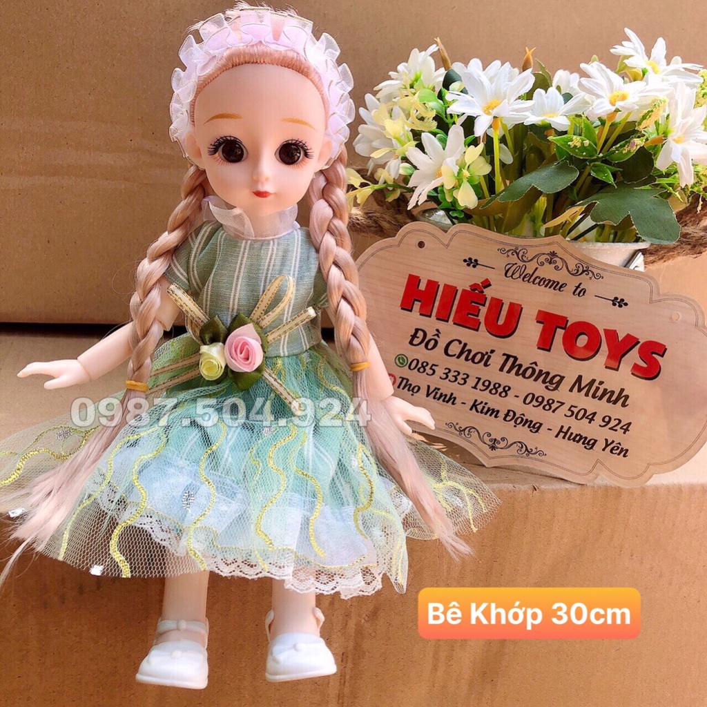 Búp Bê BJD 30cm  Xinh Xắn Váy Đẹp Có Khớp Cử Động Đồ Chơi Cho Bé Gái Hiếu Toys