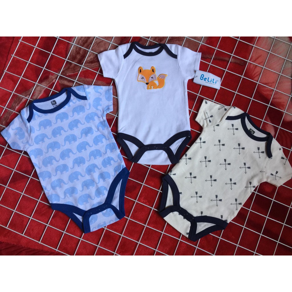 (XẢ LỖ) Quần áo trẻ em - Bộ body hàng xuất dư BeLiti cho bé 0 - 12m