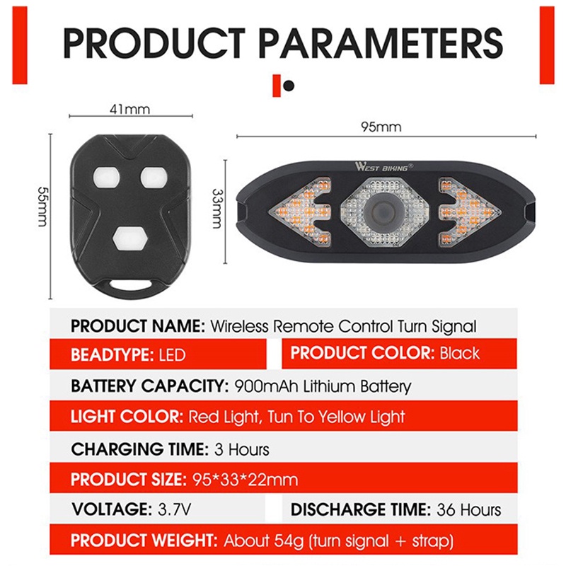 Đèn Đuôi Xe Đạp WEST BIKING YP0701301 Có Còi Điều Khiển Từ Xa Với Cổng USB Có Thể Sạc Lại