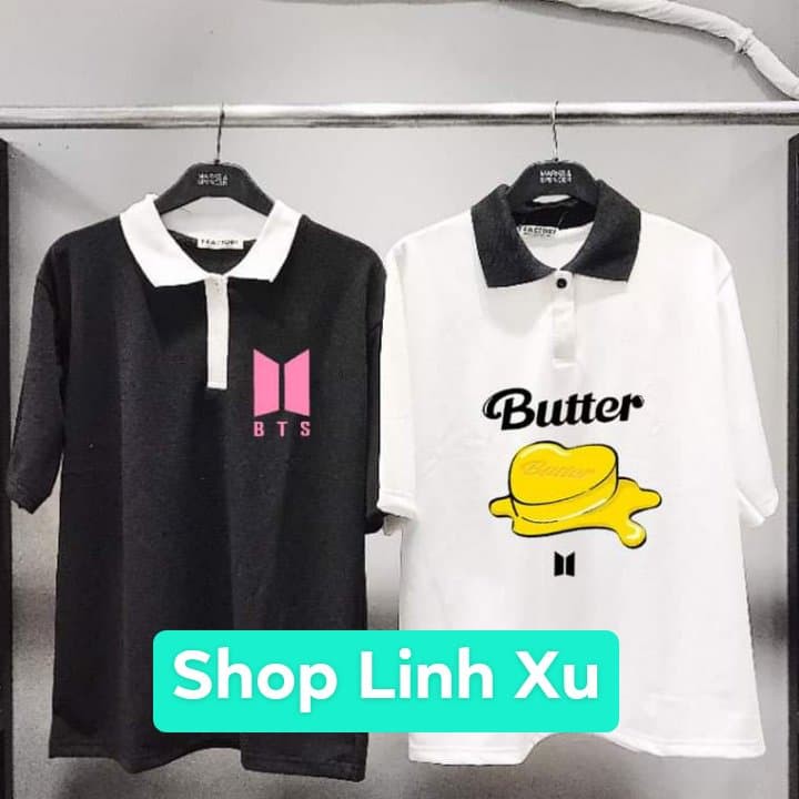 Áo Butter BTS  💘 FREESHIP  💘 Áo cổ bẻ BTS Tay Lỡ In Theo Yêu Cầu