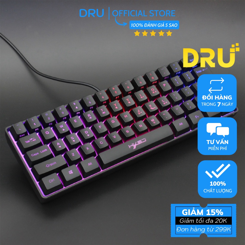 Bàn Phím gaming mini Led RGB V700 giả cơ nhỏ gọn - hàng nhập khẩu