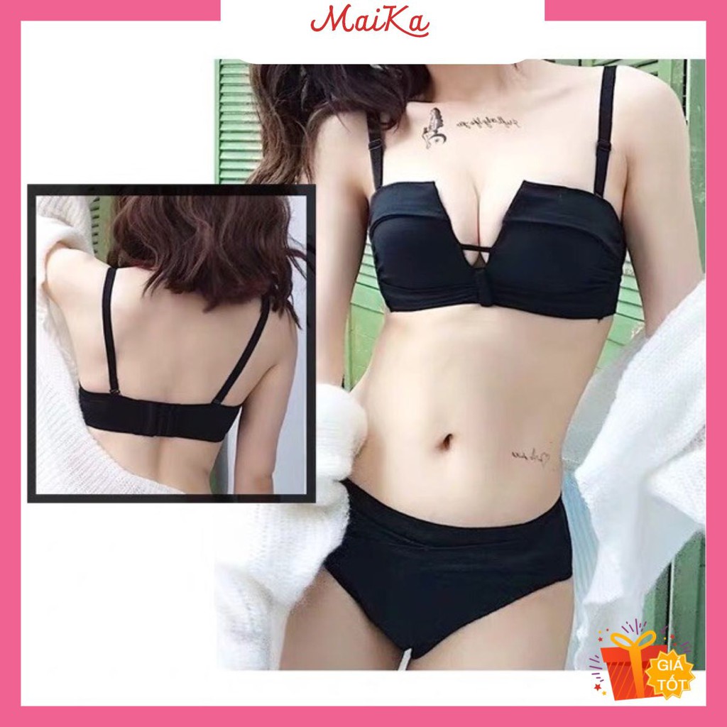 Bộ đồ lót NÂNG NGỰC không gọng quả vuông siêu nâng đẩy ngực tạo khe, phụ kiện thời trang MAIKA | BigBuy360 - bigbuy360.vn
