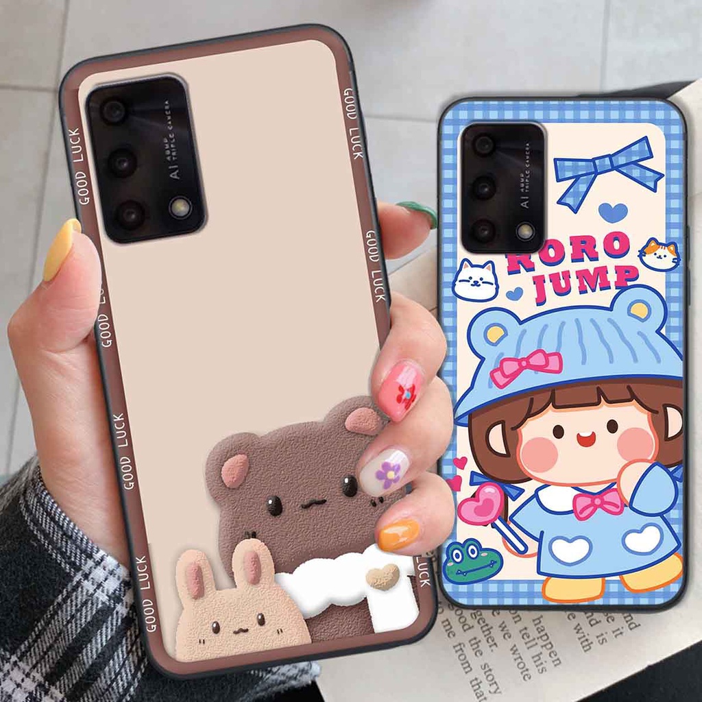 Ốp Oppo A74 / A94 / A95 bear brick, gấu đáng yêu, dễ thương
