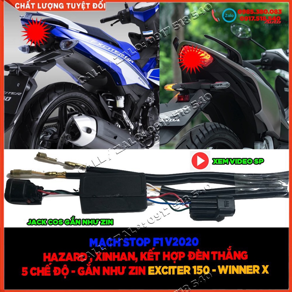 Mạch Stop f1 2020 kết hợp haza- xin vượt- xinhan Cho Exciter 150, Winner X  - xem clip