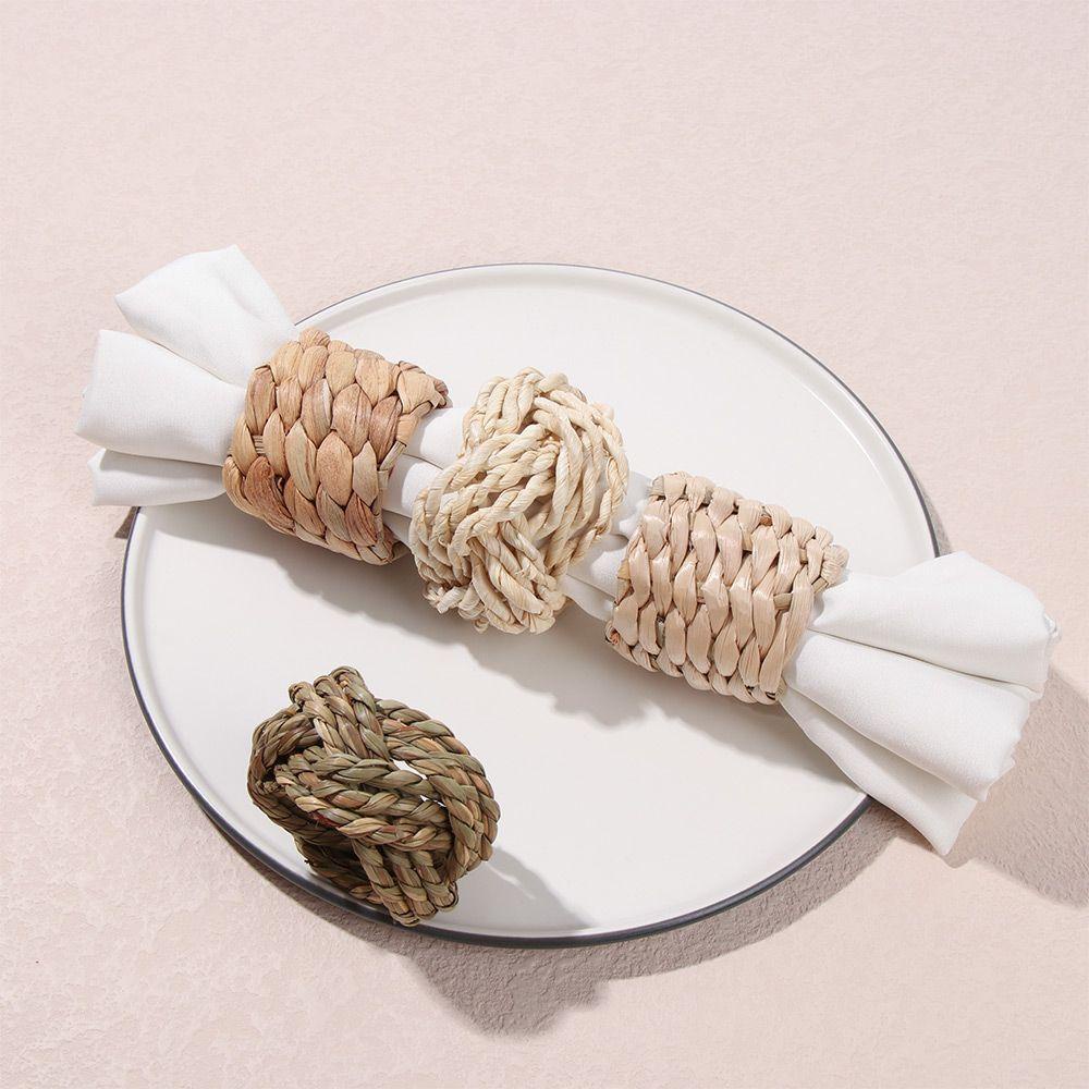 PINEVN 1 Vòng Giữ Khăn Ăn Bằng Rơm Tự Nhiên Trang Trí Bàn Tiệc Giáng Sinh