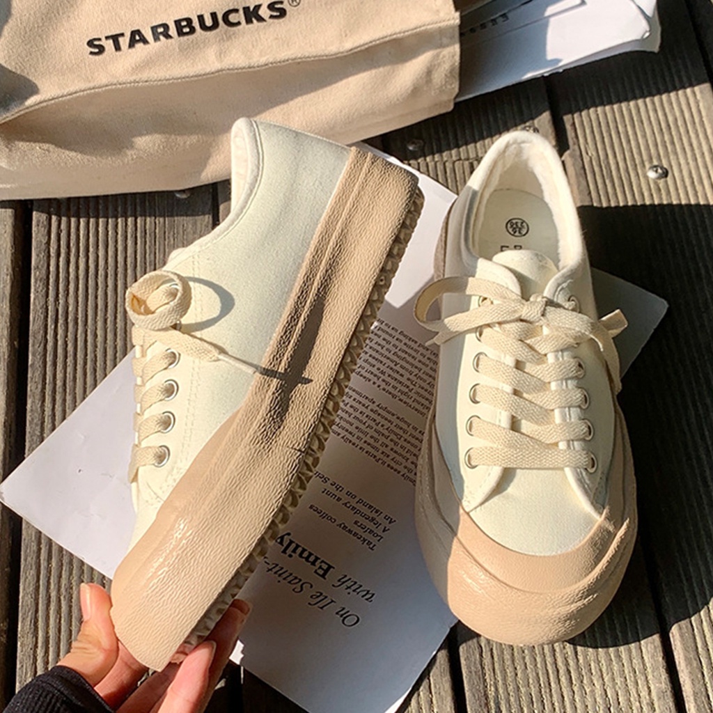 Giày Thể Thao Nữ BUXINO20 Giày BaTa Nữ Ulzzang Retro Lót Lông Thu Đông Bánh Mì Đế Bằng Mũi Tròn Size 36 - 39