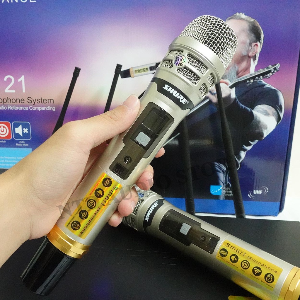 [ Chính Hãng ] Micro Không Dây UGX 21 Cao Cấp | Tính Năng Dò Tần Số, Thu Mic nhạy, 4 Antenna cảm biến tự ngắt