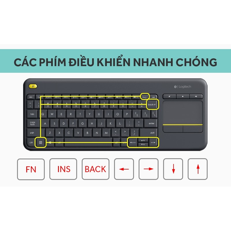 Bàn phím không dây Logitech K400 Plus