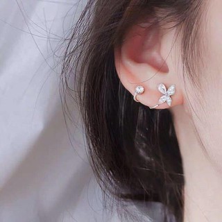 [ Bạc s925 ] khuyên tai( bông tai ) khuyên bướm cá tính dành cho nữ.