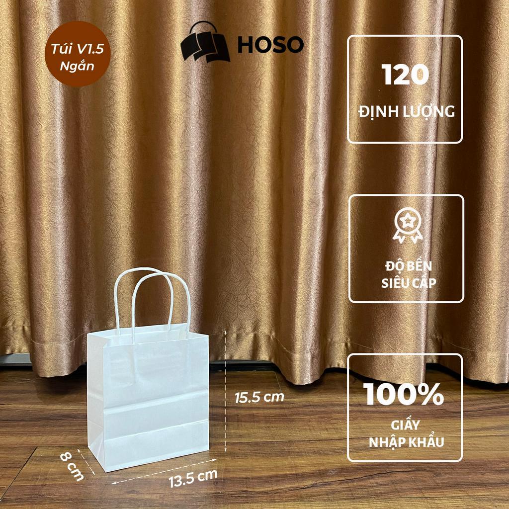 Túi giấy kraft Nhật trắng trơn có quai đựng thực phẩm nhiều kích thước, túi giấy xi măng đựng quà