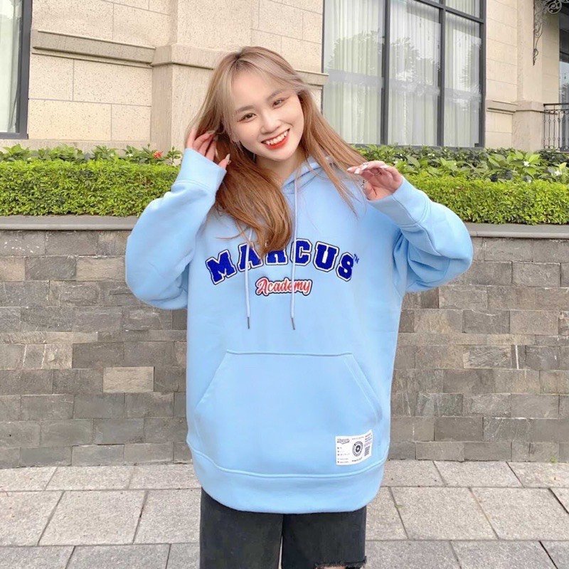 Áo Hoodie Xanh Marcus JOLIE Unisex  🌸 Nỉ form rộng tay bồng mũ 2 lớp, thun dài 3158 cá tính hàn quốc Ulzzang 🌸