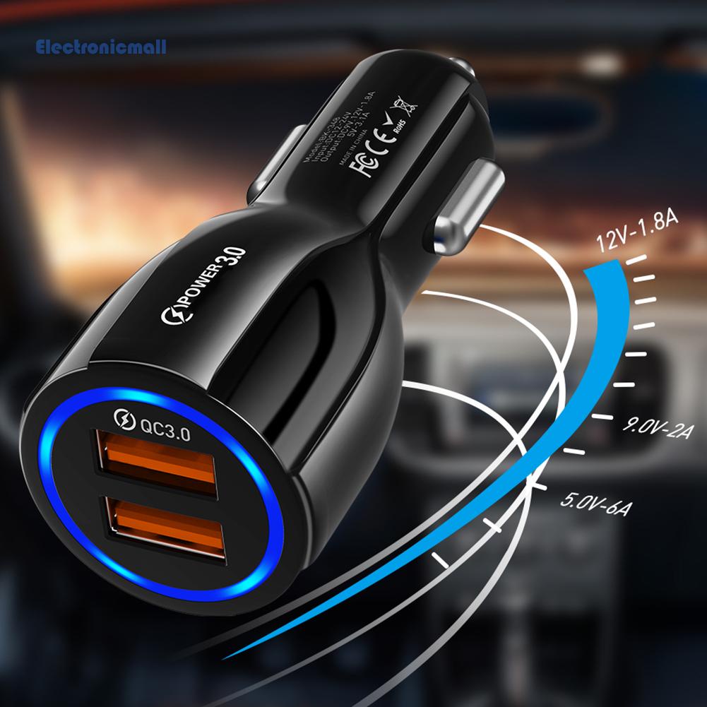 Tẩu sạc điện thoại nhanh qc3.0 hai cổng usb cho xe hơi