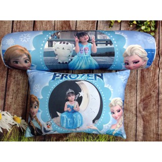 Set gối nằm 35-50cm và gối ôm 65cm in ảnh bé (mẫu Elsa Xanh)