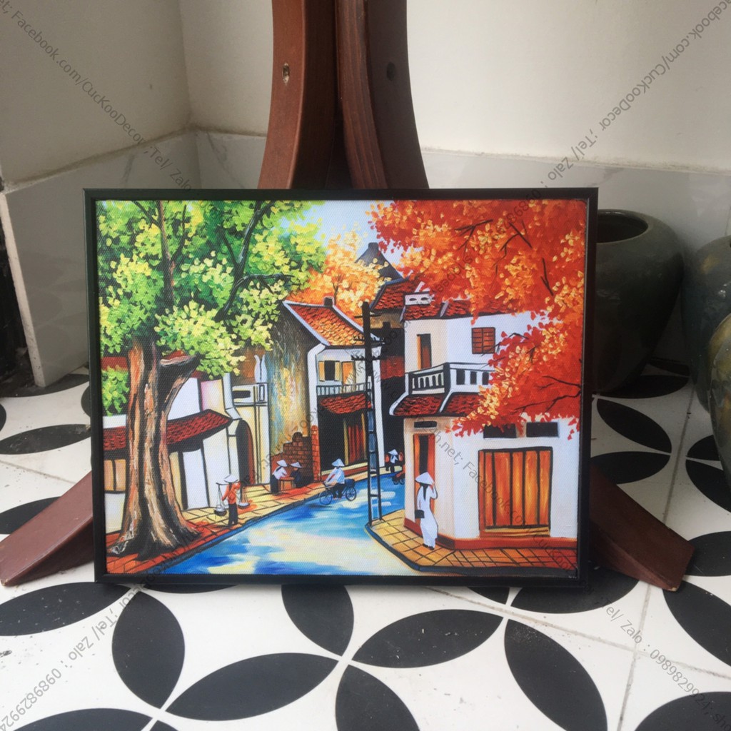 Tranh Hà Nội Phố - tranh in canvas kích thước  cơ bản 35x50cm