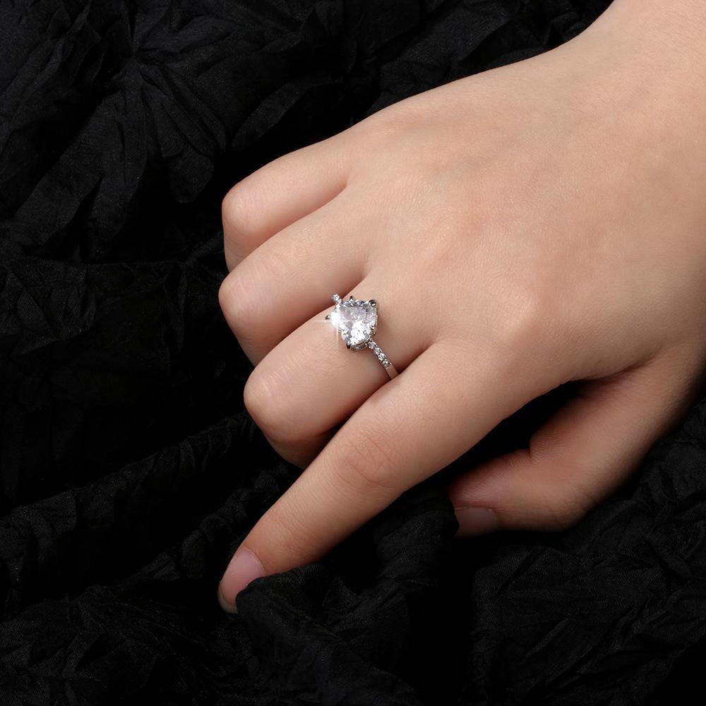 SUSANS Nhẫn Mặt Trái Tim Đính Đá Sapphire Trắng Thời Trang